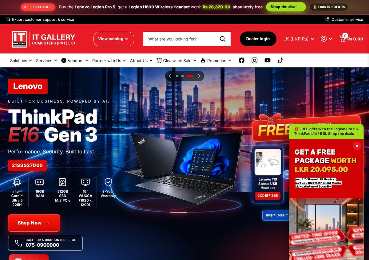 IT Gallery website homepage, designed and built by Rukxi