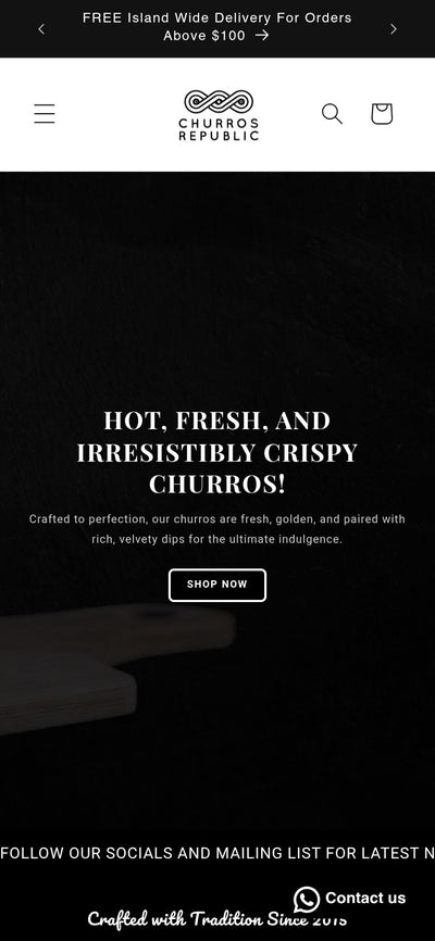 Churros Republic website on mobile, by Rukxi