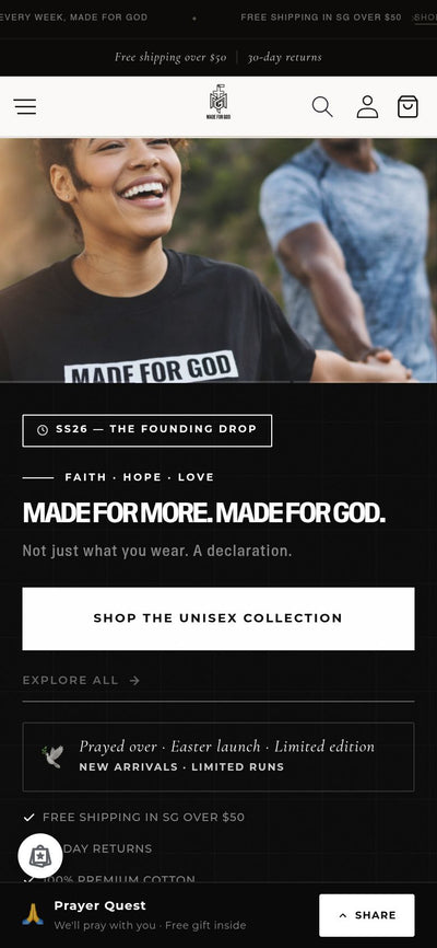 Made For God website on mobile, by Rukxi