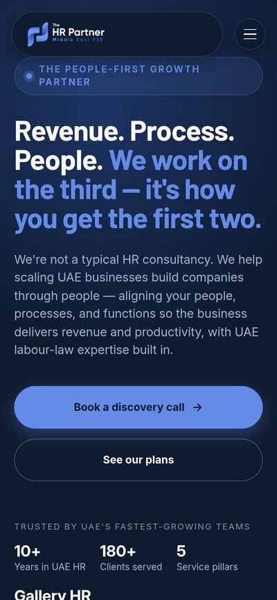 The HR Partner Middle East website on mobile, by Rukxi